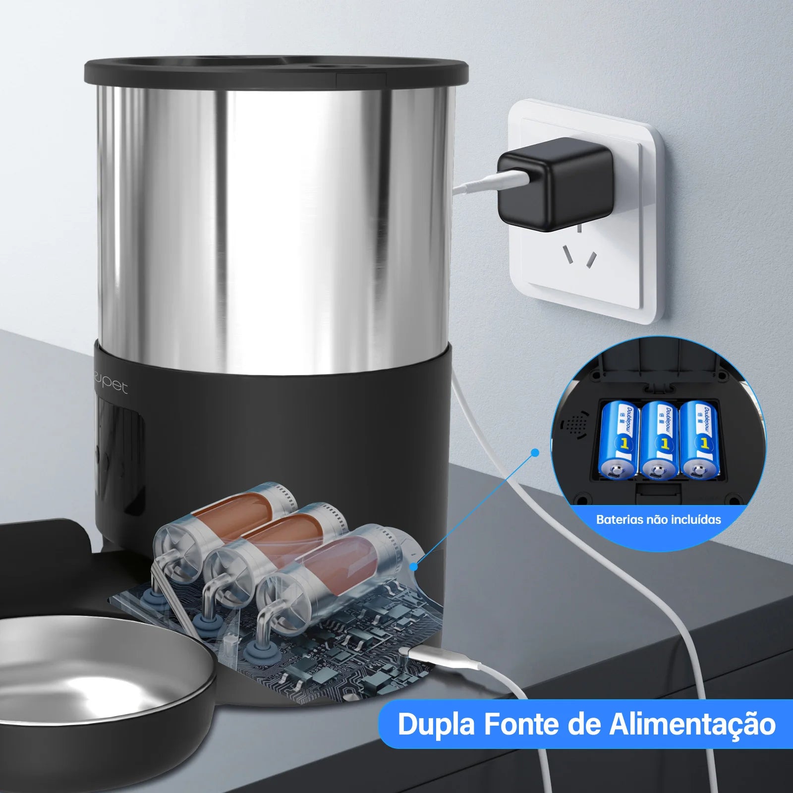 Comedouro NewPet Duplo 5L com Smart APP