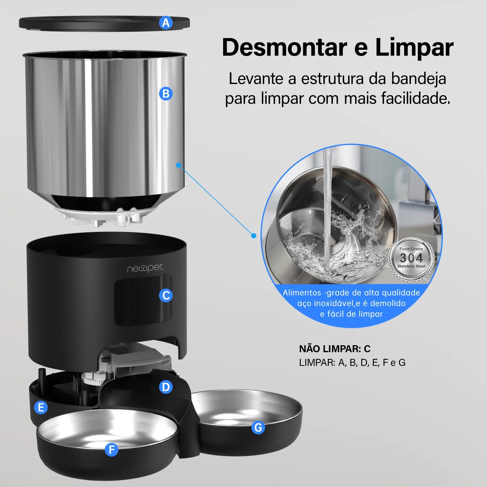 Comedouro NewPet Duplo 5L com Smart APP